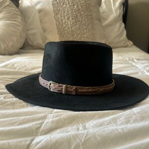 Freebird Black Gemini Hat with Light Brown Band